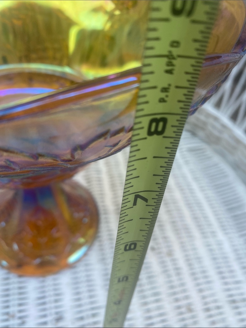 Vintage Amber Iridescent Gold
Carnival Indiana Glass Harvest
Pedestal Bowl - Picture 14 of 16
